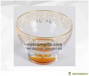 Quà Tặng Bát Đựng Trái Cây Pha Lê, Đúc Vàng 24k 01