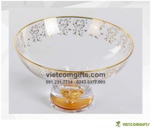 Quà Tặng Bát Đựng Trái Cây Pha Lê, Đúc Vàng 24k 02