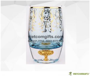 Quà Tặng Bộ 2 Cốc Uống Rượu Mạnh Pha Lê Vàng Lá 24K 01