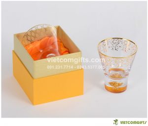 Quà Tặng Bộ 2 Ly Uống Rượu Mạnh Đúc Vàng Lá 24K
