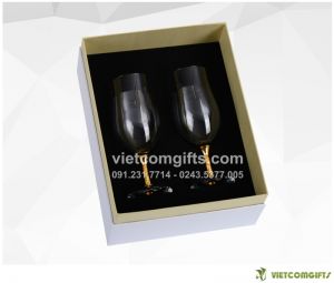 Quà Tặng Bộ 2 Ly Uống Rượu Vàng Lá 24K 04